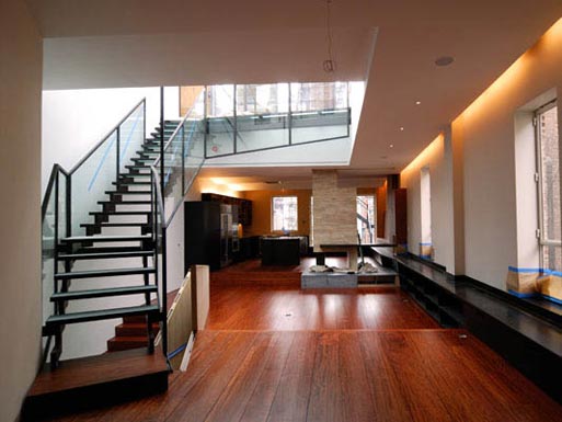 staircase and recessed lighting